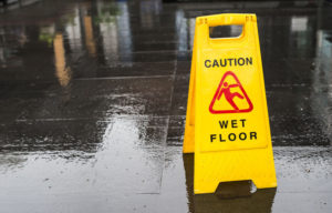 Slip and Fall Sign on wet floor